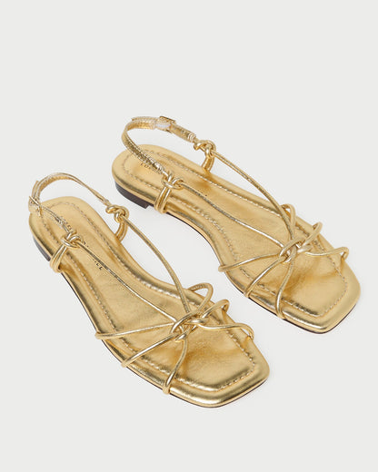 Karly Gold Leather Strappy Sandal
