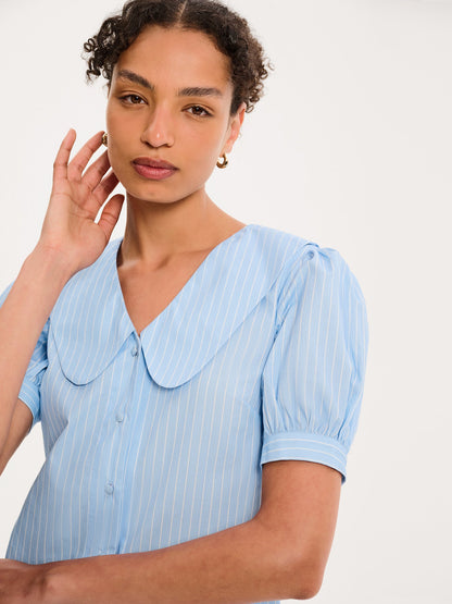 Kyra Shirt in Blue and White Stripe