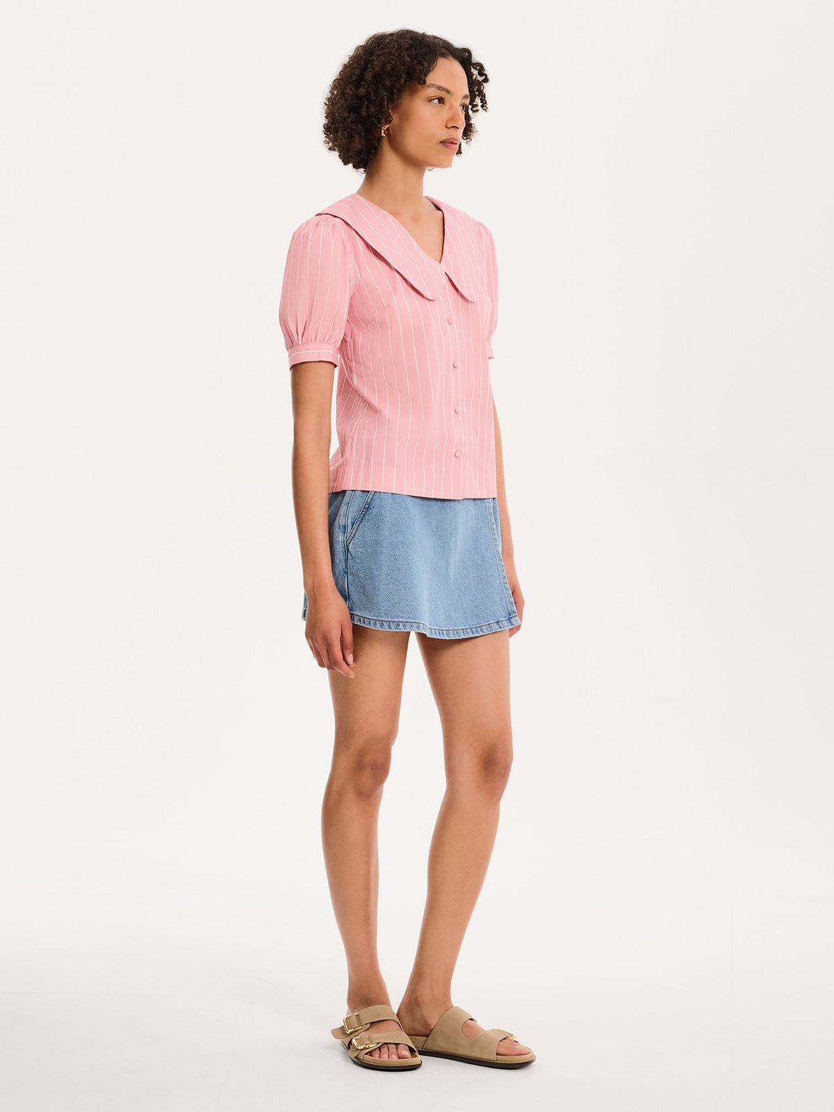 Kyra Shirt in Pink and White Stripe