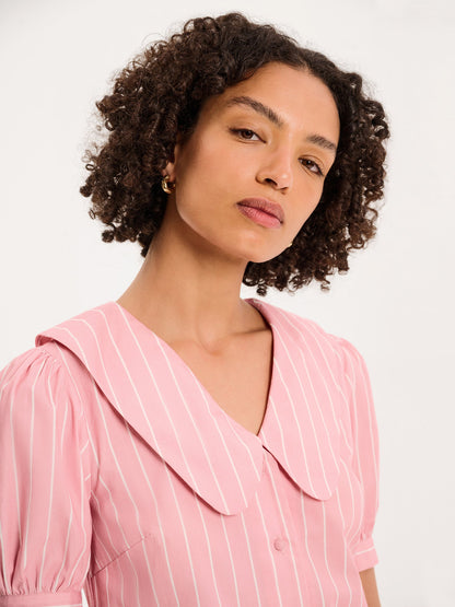 Kyra Shirt in Pink and White Stripe