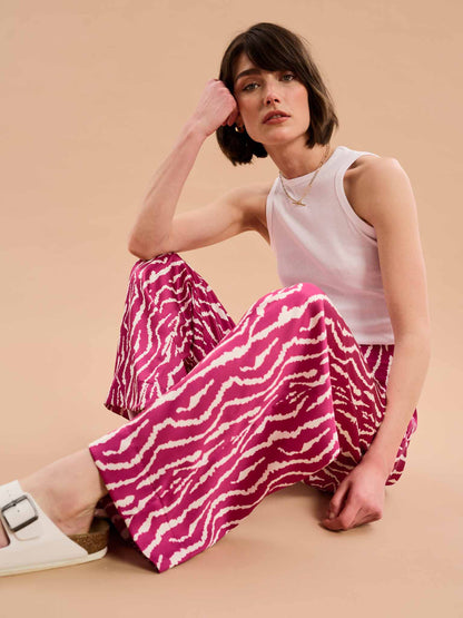 Lynx Satin Wide Leg Print Trouser