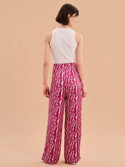 Lynx Satin Wide Leg Print Trouser