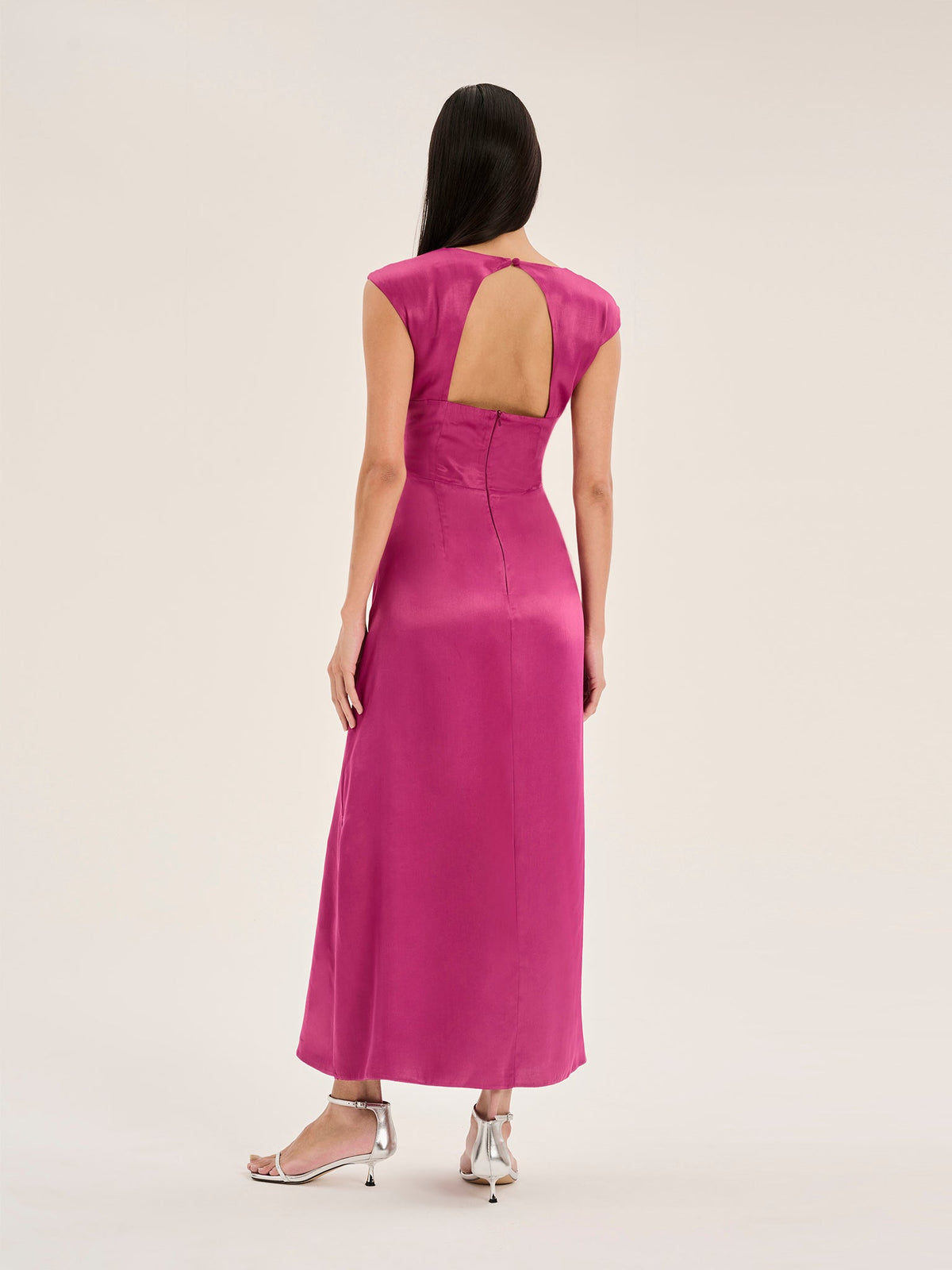 Marin Twist Front Dress in Magenta