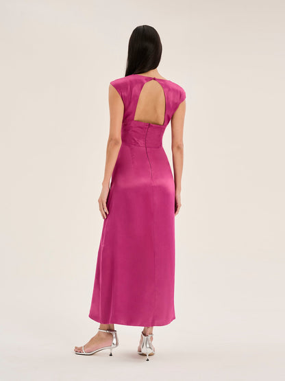 Marin Twist Front Dress in Magenta