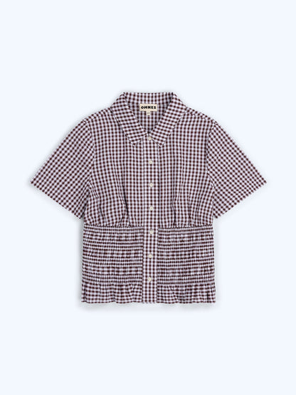 Merida Blouse in Chocolate/Cream Gingham