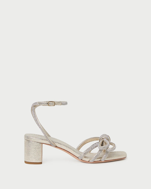 Mikel Cappuccino Bow Mid-Heel Sandal
