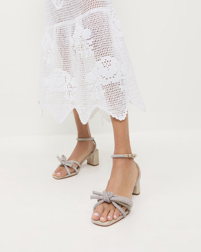 Mikel Cappuccino Bow Mid-Heel Sandal
