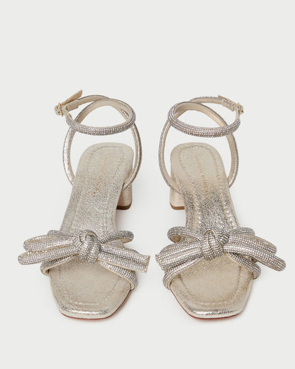 Mikel Cappuccino Bow Mid-Heel Sandal
