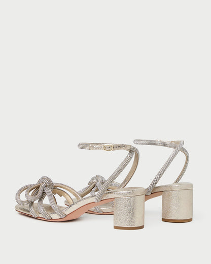 Mikel Cappuccino Bow Mid-Heel Sandal