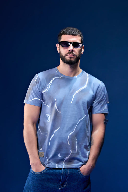 Mint Blue - AOP Round Neck T-shirt