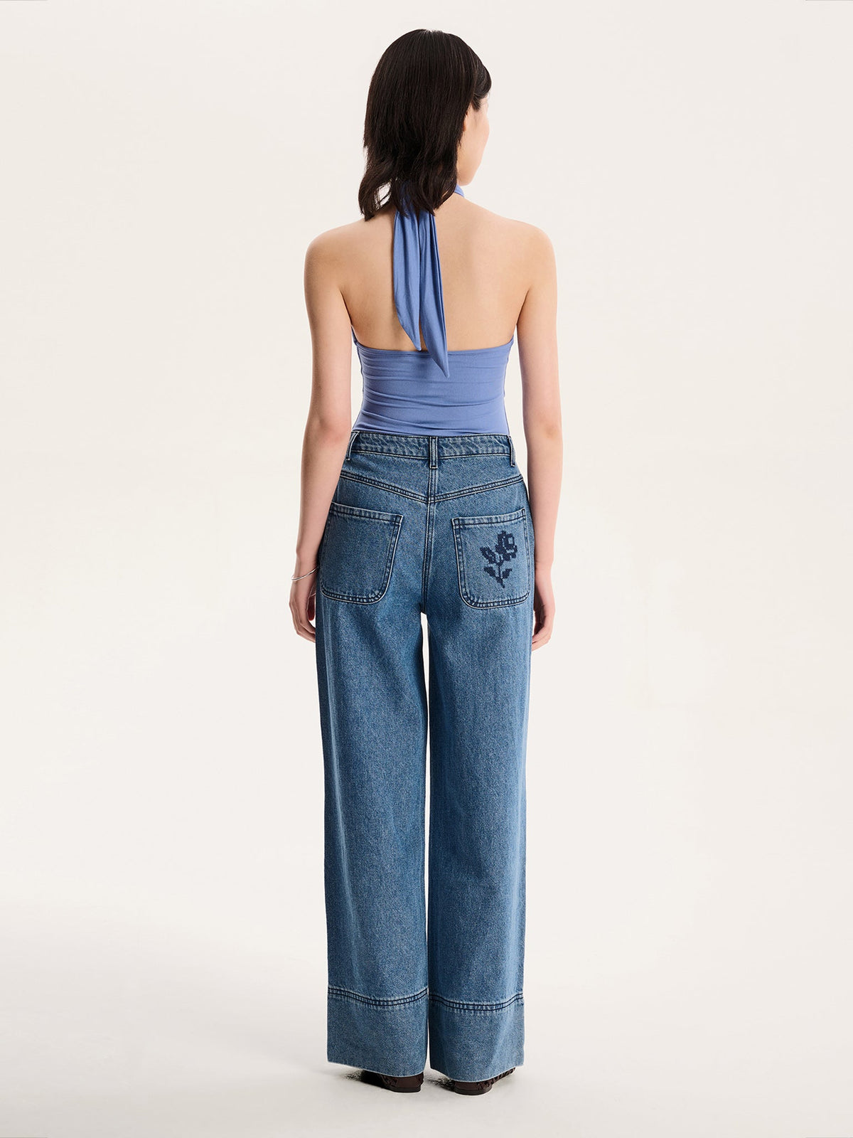 Nelson Halter Neck Top in Blue