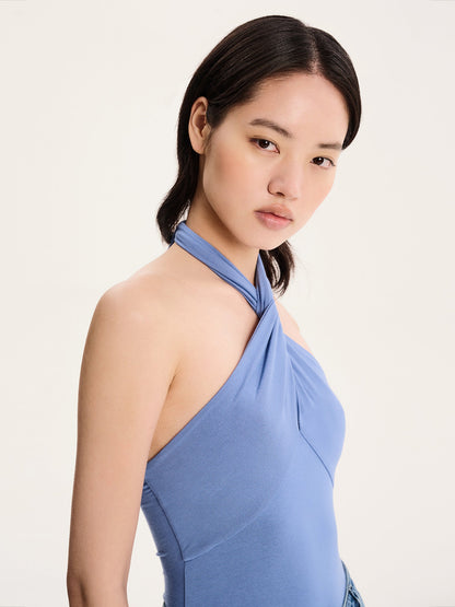 Nelson Halter Neck Top in Blue