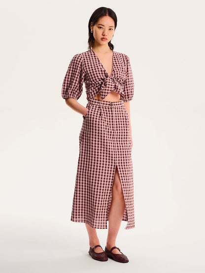 Olive Gingham Skirt in Pink