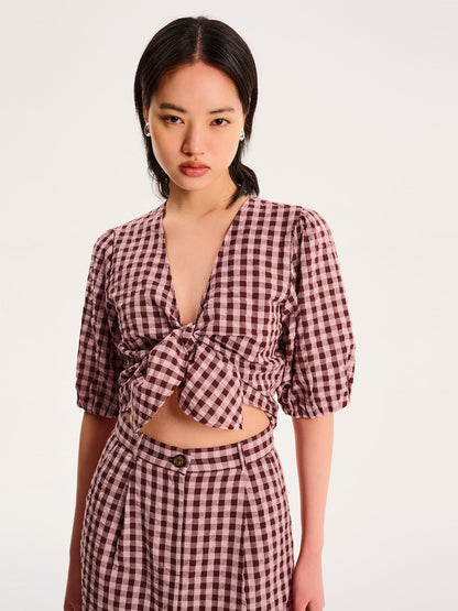 Olive Gingham Skirt in Pink