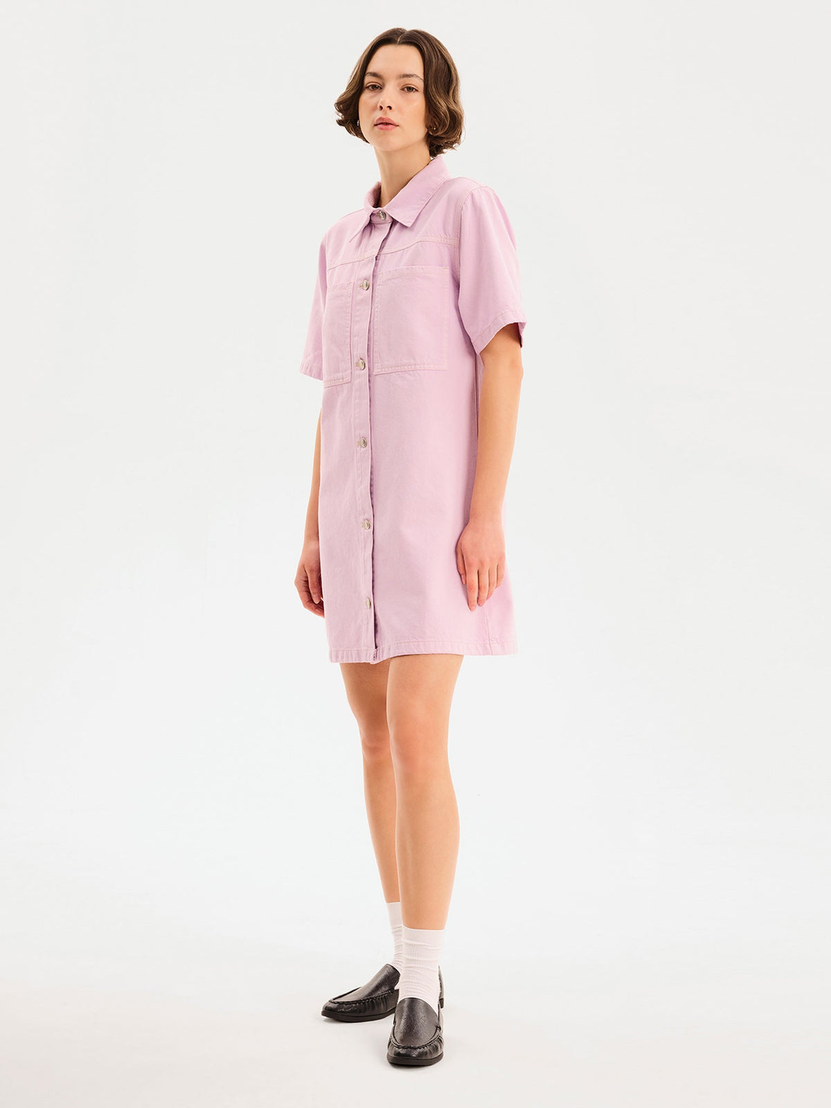 Olivia Denim Dress in Lilac