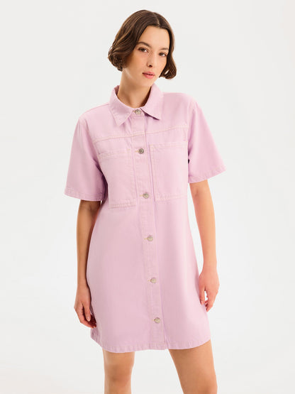 Olivia Denim Dress in Lilac