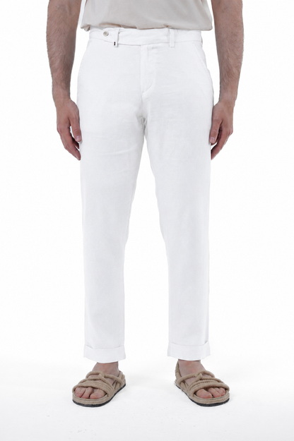 Pantaloni Classici slim Racket Lino bianco SS26