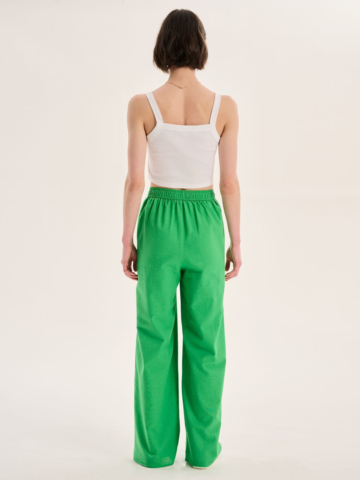 Ramela Elasticated Waist Linen Trouser in Green