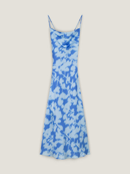 Riviera Dress in Blue Blurred Floral