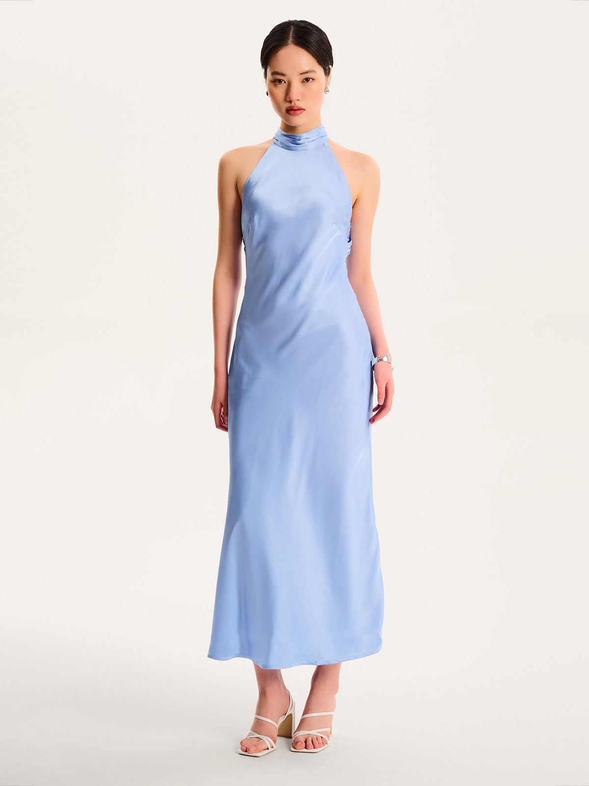Seychelles Drape Back Detail Dress in Light Blue