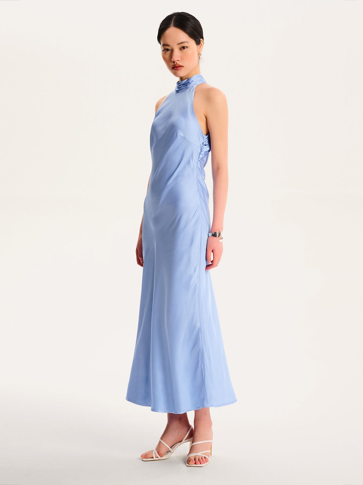 Seychelles Drape Back Detail Dress in Light Blue