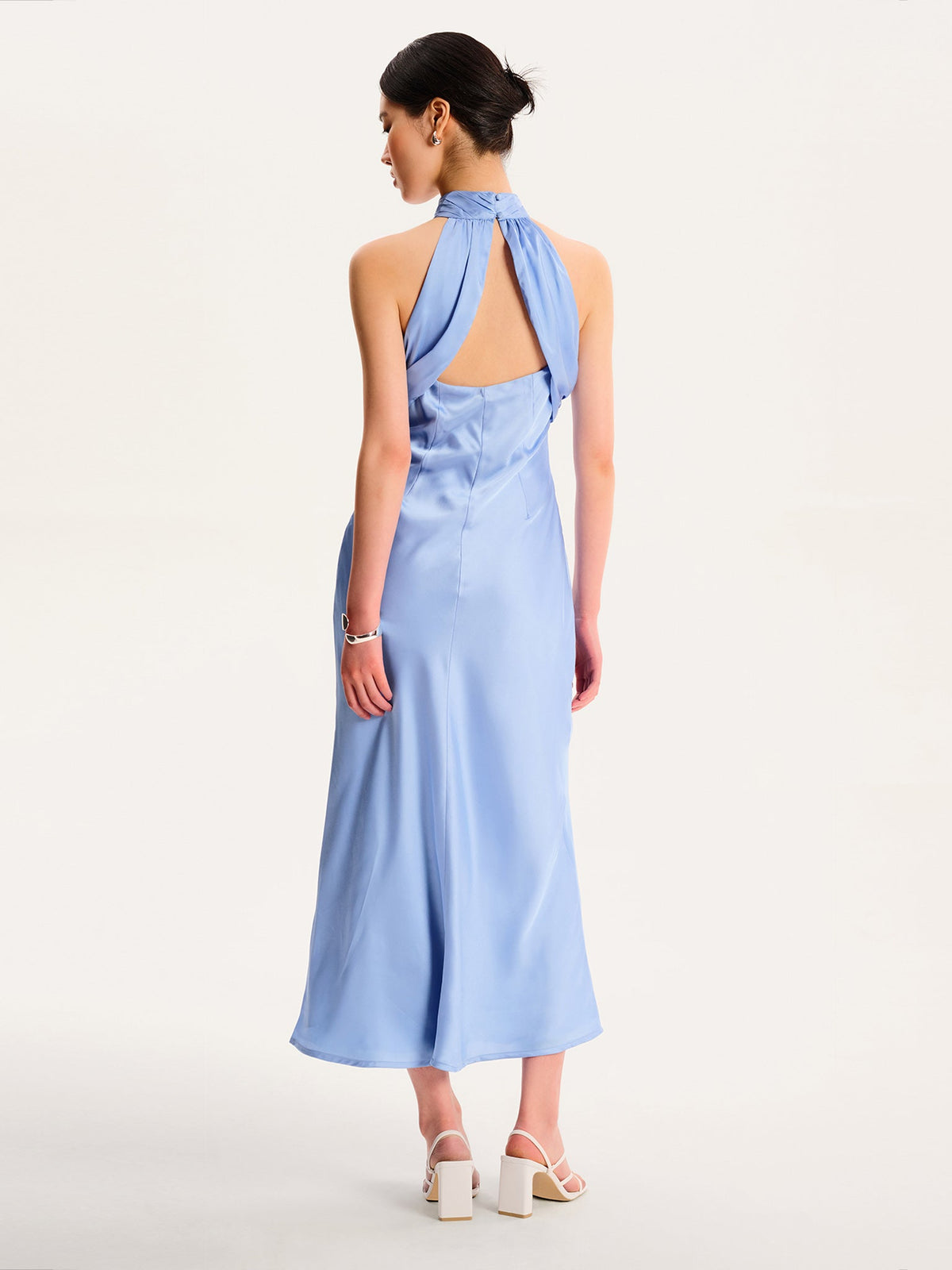 Seychelles Drape Back Detail Dress in Light Blue