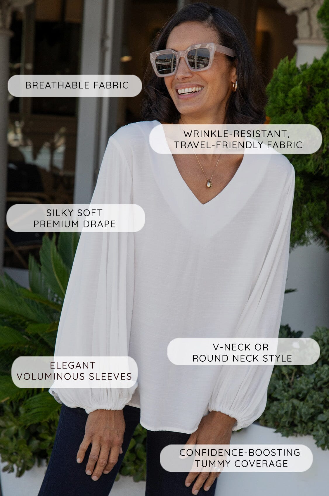 Sophia V-Neck Long Sleeve Top Navy