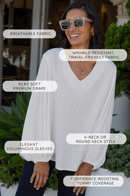 Sophia Round Neck Long Sleeve Top Navy