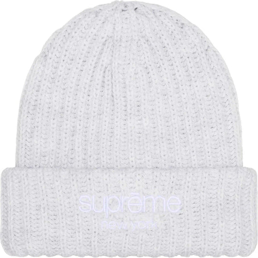 Supreme Chunky Rib Classic Logo Beanie Ash Grey