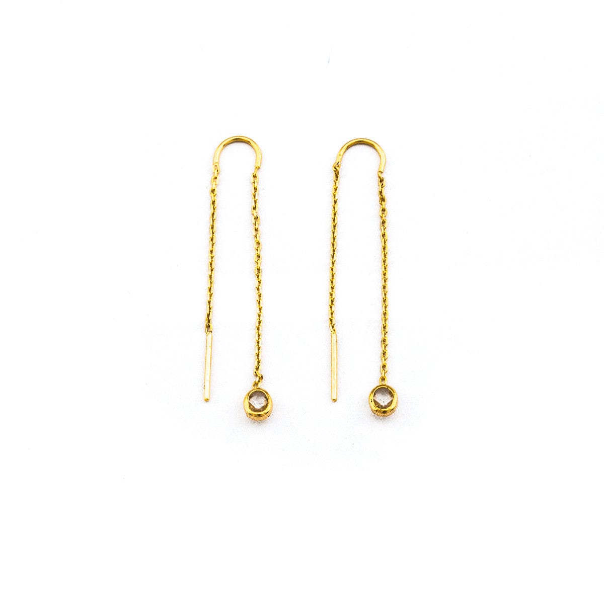 Chain Threader Earrings With Circle Charm