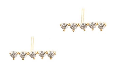 Five-Stone Bar Stud Earrings