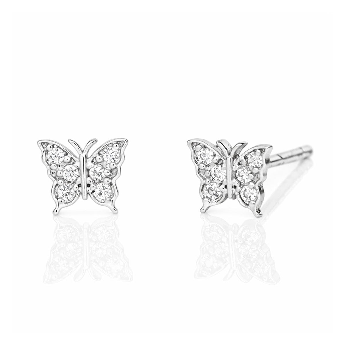 Pave Butterfly Post Earrings