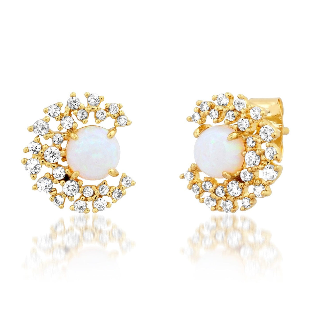 Pave CZ Crescent with Opal Stone