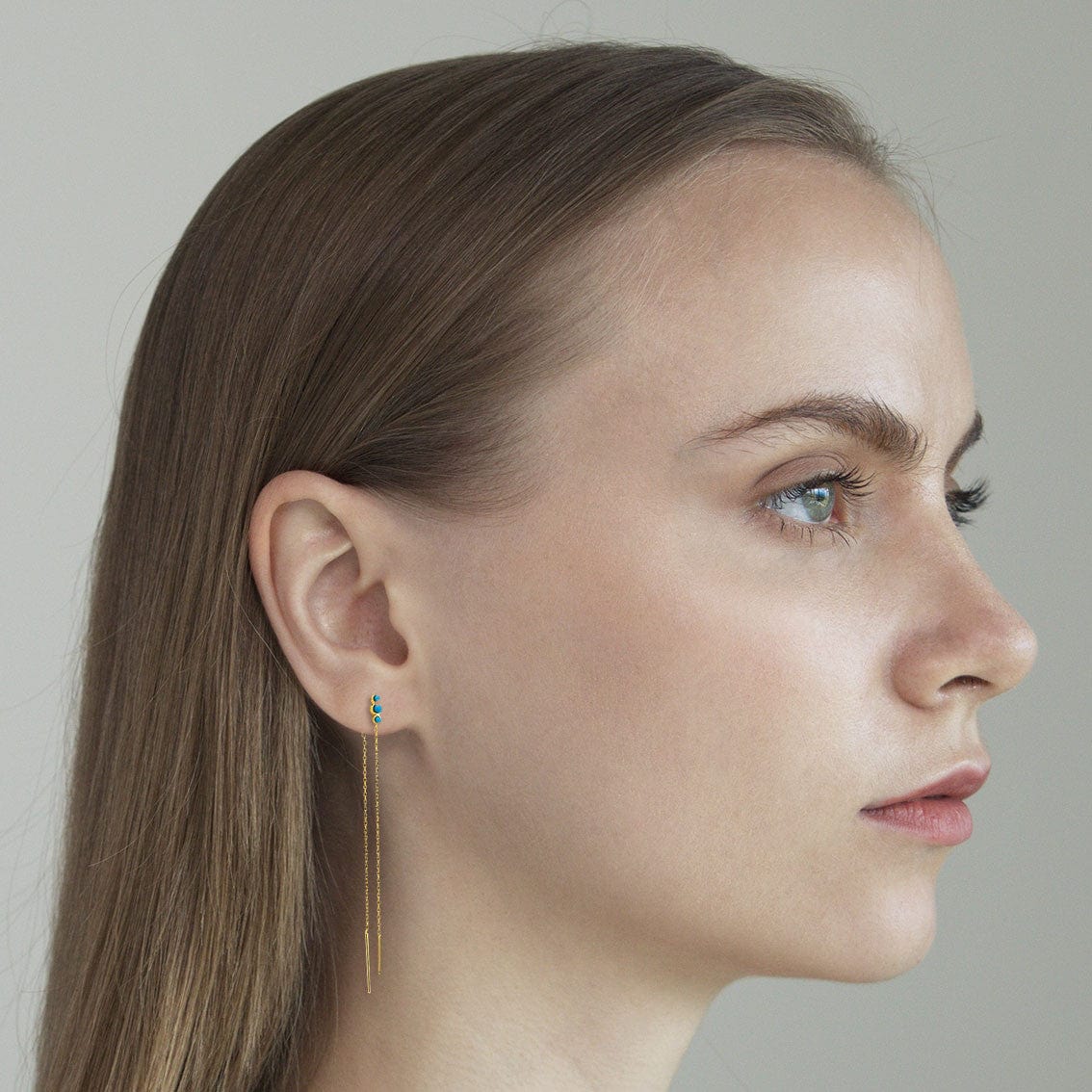 Triple Stone Threader Earring