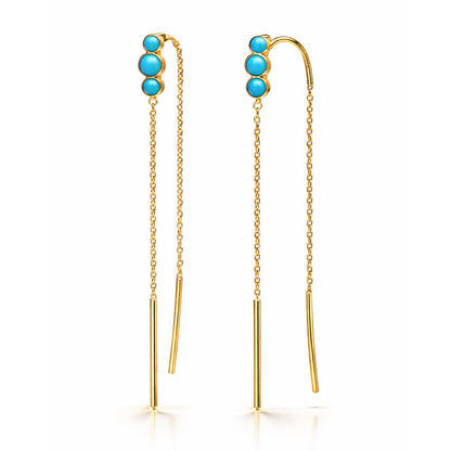 Triple Stone Threader Earring