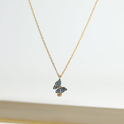 Glittering Butterfly Pendant Necklace