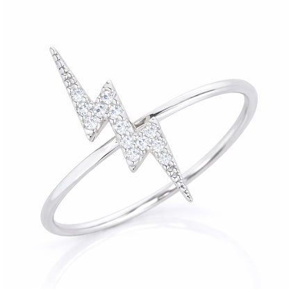 Lightning Bolt CZ Ring