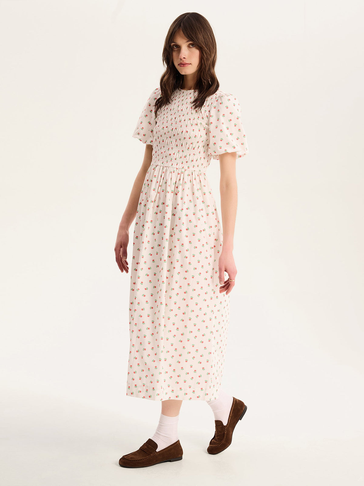 Terri Midi Dress in White