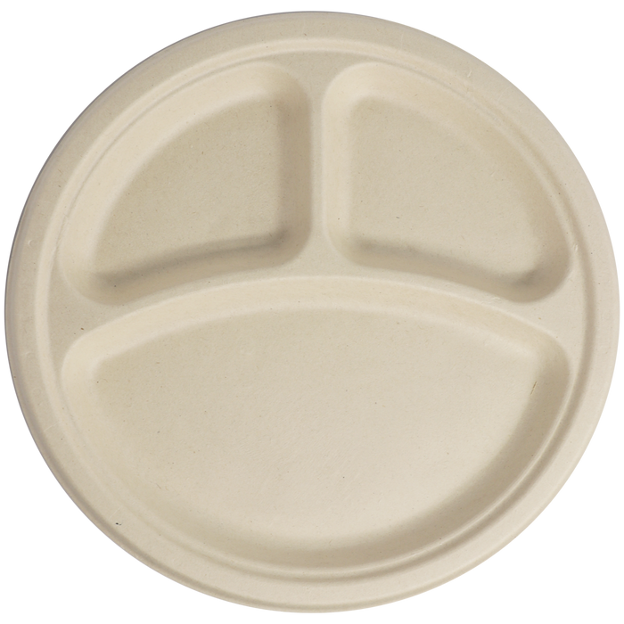 World Centric 10" Fiber Plate 3-Compt | 700/cs