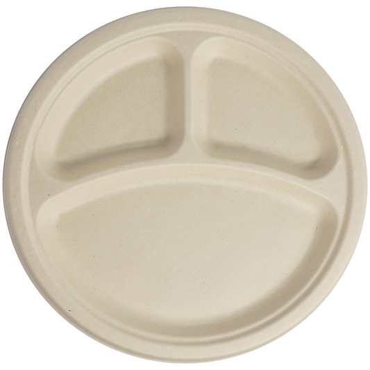 World Centric 10" Fiber Plate 3-Compt | 700/cs