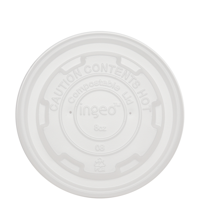 World Centric 145-Series Lid - PLA - 8 oz Paper Bowls, Flat | 1000/cs