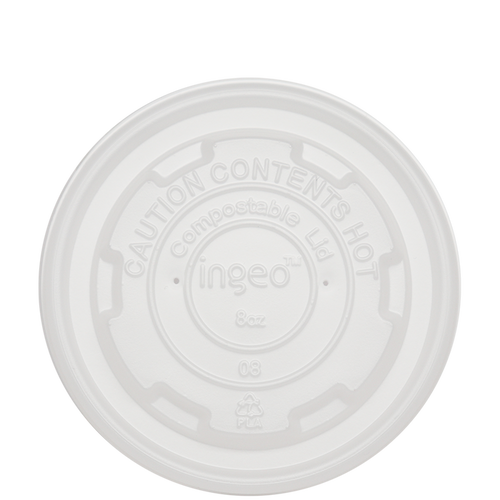 World Centric 145-Series Lid - PLA - 8 oz Paper Bowls, Flat | 1000/cs