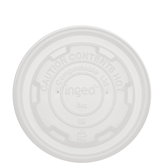 World Centric 145-Series Lid - PLA - 8 oz Paper Bowls, Flat | 1000/cs