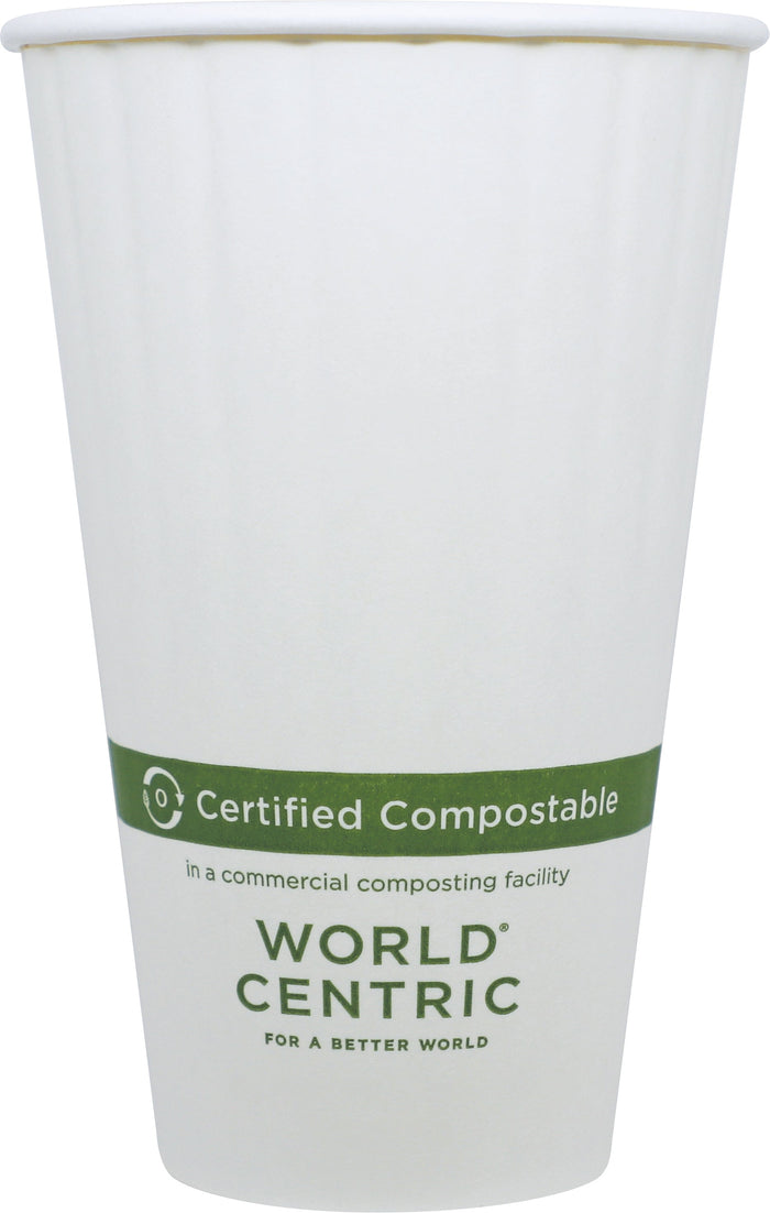 World Centric 16 oz Paper Hot Cup, Double Wall, White   | 89-Series | 600/cs