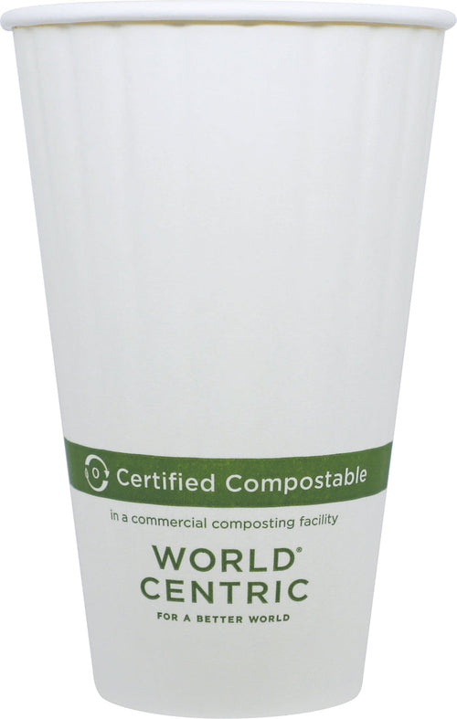 World Centric 16 oz Paper Hot Cup, Double Wall, White   | 89-Series | 600/cs