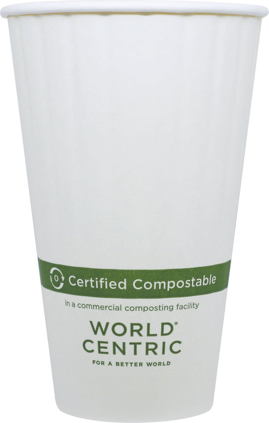 World Centric 16 oz Paper Hot Cup, Double Wall, White   | 89-Series | 600/cs