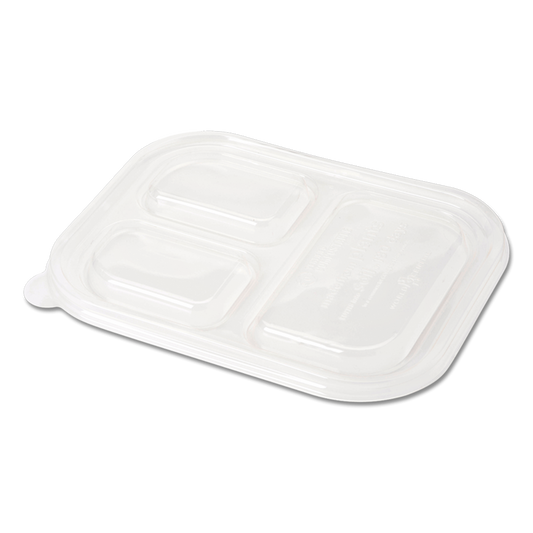 World Centric 215-Series Lid - Clear - 10x7.5" Containers, Clear, 3-Compt | 400/cs