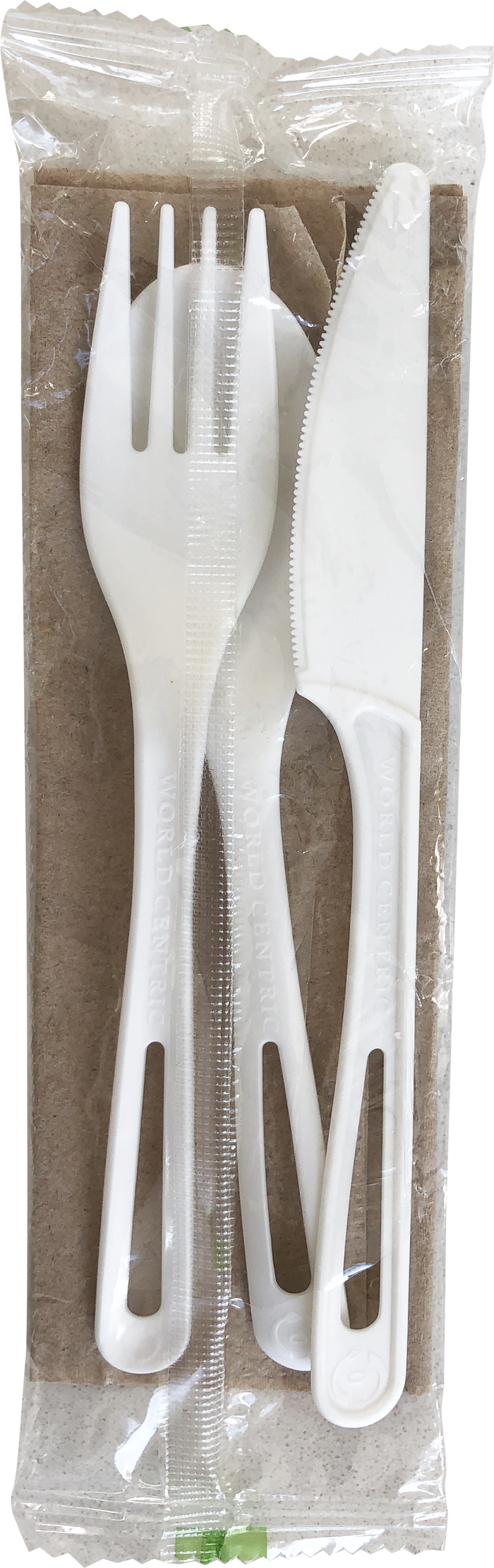 World Centric 6” Ribbed TPLA Set: (Fork, Knife Spoon, Napkin) | 250/cs
