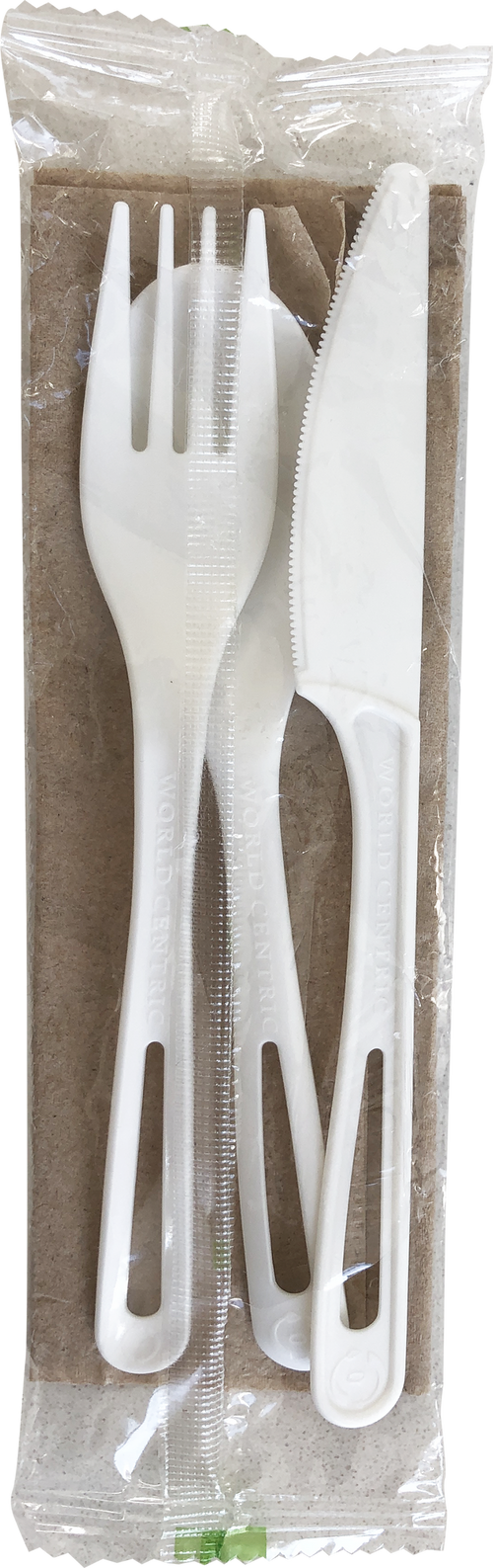 World Centric 6” Ribbed TPLA Set: (Fork, Knife Spoon, Napkin) | 250/cs