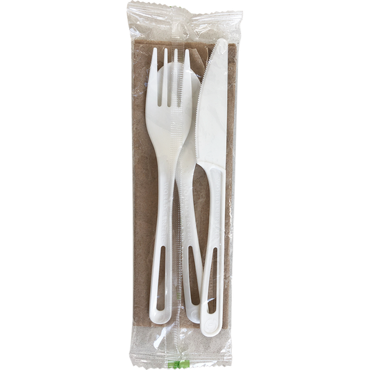 World Centric 6" TPLA Set: (Fork, Knife, Spoon, Napkin) | 250/cs